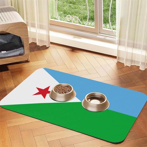 Platzdeckchen mit Flagge von Dschibuti, saugfähig, Leder, 30 x 45 cm, schönes Design, Katzen- und Hundenapfmatte, tragbare Aufbewahrung Platzdeckchen mit Flagge von Dschibuti, saugfähig, Leder, 30 x 45 cm, schönes Design, Katzen- und Hundenapfmatte, tragbare Aufbewahrung von XZDZWK