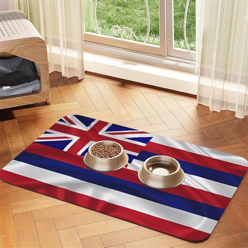 Platzdeckchen mit Flagge von Hawaii, saugfähig, Leder, 30 x 45 cm, schönes Design, Katzen- und Hundenapfmatte, tragbare Aufbewahrung von XZDZWK