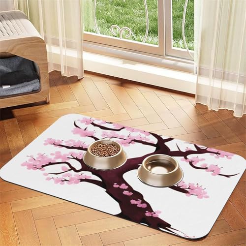 Platzdeckchen mit Kirschblütenbaum, saugfähig, Leder, 40 x 60 cm, schönes Design, Katzen- und Hundenapfmatte, tragbare Aufbewahrung Platzdeckchen mit Kirschblütenbaum, saugfähig, Leder, 40 x 60 cm, schönes Design, Katzen- und Hundenapfmatte, tragbare Aufbewahrung von XZDZWK