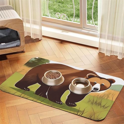 Platzdeckchen mit braunem Bär, saugfähig, Leder, 30 x 45 cm, schönes Design, Katzen- und Hundenapfmatte, tragbare Aufbewahrung Platzdeckchen mit braunem Bär, saugfähig, Leder, 30 x 45 cm, schönes Design, Katzen- und Hundenapfmatte, tragbare Aufbewahrung von XZDZWK