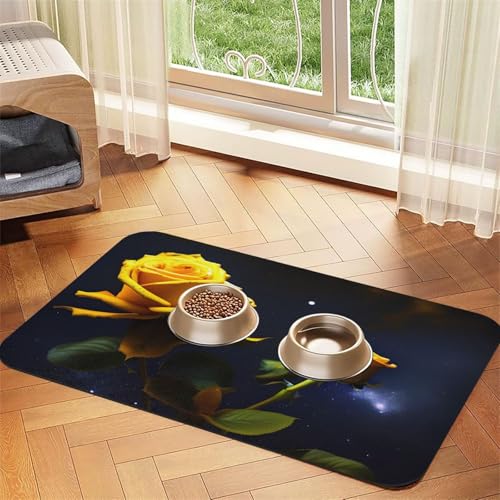 Platzdeckchen mit gelben Rosen, Motiv: Sternennacht, saugfähig, Leder, 30 x 45 cm, schönes Design, für Katzen und Hunde, tragbare Aufbewahrung Platzdeckchen mit gelben Rosen, Motiv: Sternennacht, saugfähig, Leder, 30 x 45 cm, schönes Design, für Katzen und Hunde, tragbare Aufbewahrung von XZDZWK