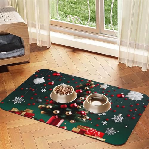 Platzset aus Leder, rund, Weihnachtsbaum, saugfähig, 30 x 45 cm, schönes Design, für Katzen und Hunde, tragbare Aufbewahrung Platzset aus Leder, rund, Weihnachtsbaum, saugfähig, 30 x 45 cm, schönes Design, für Katzen und Hunde, tragbare Aufbewahrung von XZDZWK