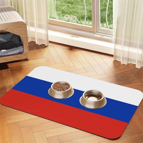 Platzset aus Leder mit russischer Flagge, saugfähig, 30 x 45 cm, schönes Design, Katzen- und Hundenapfmatte, tragbare Aufbewahrung von XZDZWK