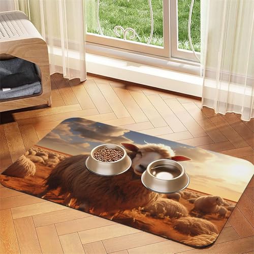 Platzset aus saugfähigem Leder, Motiv: Australisches Schaf, 40 x 60 cm, schönes Design, für Katzen- und Hundenapf, tragbare Aufbewahrung Platzset aus saugfähigem Leder, Motiv: Australisches Schaf, 40 x 60 cm, schönes Design, für Katzen- und Hundenapf, tragbare Aufbewahrung von XZDZWK