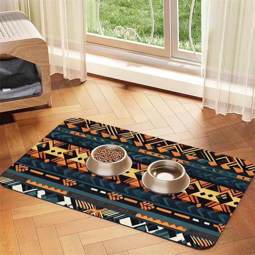 Platzset aus saugfähigem Leder, Motiv: afrikanischer Stammesstamm, ethnische Textur, 40 x 60 cm, schönes Design, für Katzen und Hunde, tragbare Aufbewahrung Platzset aus saugfähigem Leder, Motiv: afrikanischer Stammesstamm, ethnische Textur, 40 x 60 cm, schönes Design, für Katzen und Hunde, tragbare Aufbewahrung von XZDZWK