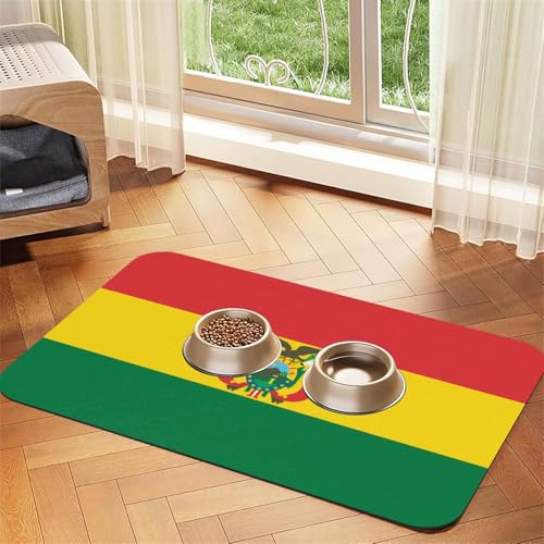 Platzset für Haustiere, Motiv: Flagge von Bolivien, saugfähig, Leder, 30 x 45 cm, schönes Design, Katzen- und Hundenapfmatte, tragbare Aufbewahrung Platzset für Haustiere, Motiv: Flagge von Bolivien, saugfähig, Leder, 30 x 45 cm, schönes Design, Katzen- und Hundenapfmatte, tragbare Aufbewahrung von XZDZWK