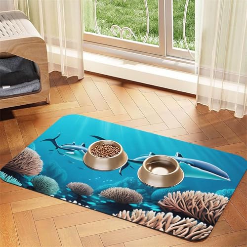 Platzset für Haustiere, aus Leder, Motiv: Tiefseewale, saugfähig, 40 x 60 cm, schönes Design, für Katzen und Hunde, tragbare Aufbewahrung Platzset für Haustiere, aus Leder, Motiv: Tiefseewale, saugfähig, 40 x 60 cm, schönes Design, für Katzen und Hunde, tragbare Aufbewahrung von XZDZWK