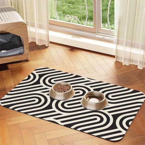 Platzset für Haustiere, aus Leder, mit geschwungener Textur, saugfähig, 40 x 60 cm, schönes Design, für Katzen und Hunde, tragbar, Schwarz Platzset für Haustiere, aus Leder, mit geschwungener Textur, saugfähig, 40 x 60 cm, schönes Design, für Katzen und Hunde, tragbar, Schwarz von XZDZWK