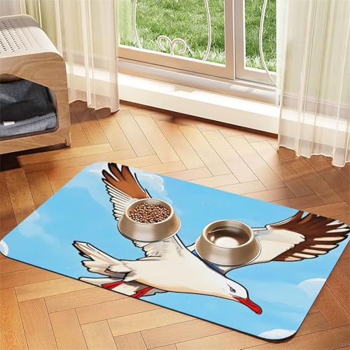 Platzset für Haustiere, fliegende Möwen, saugfähig, Leder, 40 x 60 cm, schönes Design, Katzen- und Hundenapfmatte, tragbare Aufbewahrung von XZDZWK