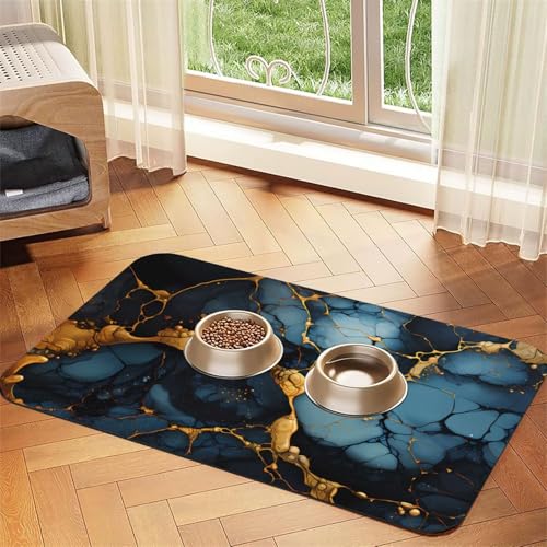 Platzset für Haustiere, saugfähig, Leder, 30 x 45 cm, schönes Design, für Katzen- und Hundenapf, tragbar, Schwarz / Gold Platzset für Haustiere, saugfähig, Leder, 30 x 45 cm, schönes Design, für Katzen- und Hundenapf, tragbar, Schwarz / Gold von XZDZWK