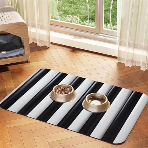 Platzset für Haustiere, saugfähig, Leder, 40 x 60 cm, schönes Design, für Katzen und Hunde, Schwarz / Weiß gestreift, tragbare Aufbewahrung von XZDZWK