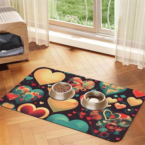 Platzset für Haustiere, saugfähig, Leder, bunt, Herzen, 40 x 60 cm, schönes Design, für Katzen und Hunde, tragbare Aufbewahrung Platzset für Haustiere, saugfähig, Leder, bunt, Herzen, 40 x 60 cm, schönes Design, für Katzen und Hunde, tragbare Aufbewahrung von XZDZWK