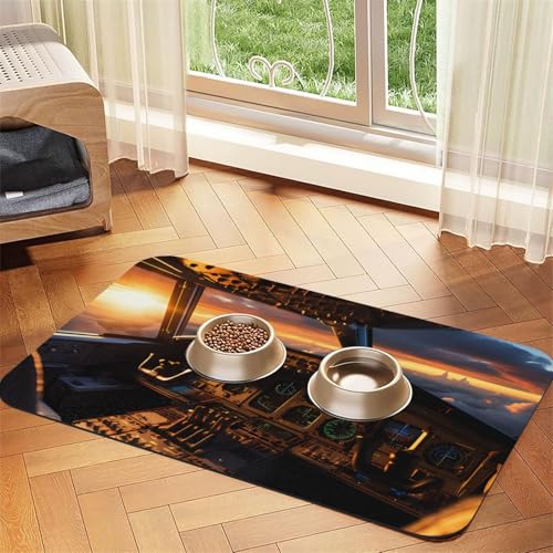 Saugfähiges Leder-Tischset für Haustiere, Flugzeug-Cockpit, 30 x 45 cm, schönes Design, Katzen- und Hundenapfmatte, tragbare Aufbewahrung Saugfähiges Leder-Tischset für Haustiere, Flugzeug-Cockpit, 30 x 45 cm, schönes Design, Katzen- und Hundenapfmatte, tragbare Aufbewahrung von XZDZWK