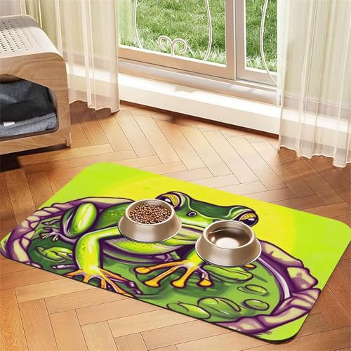Saugfähiges Leder-Tischset mit Frosch im Teich, 40 x 60 cm, schönes Design, für Katzen- und Hundenapf, tragbare Aufbewahrung Saugfähiges Leder-Tischset mit Frosch im Teich, 40 x 60 cm, schönes Design, für Katzen- und Hundenapf, tragbare Aufbewahrung von XZDZWK