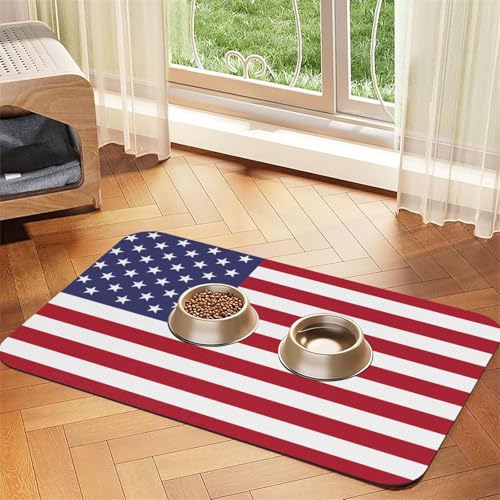Saugfähiges Leder-Tischset mit amerikanischer Flagge, 40 x 60 cm, schönes Design, für Katzen- und Hundenapf, tragbare Aufbewahrung Saugfähiges Leder-Tischset mit amerikanischer Flagge, 40 x 60 cm, schönes Design, für Katzen- und Hundenapf, tragbare Aufbewahrung von XZDZWK