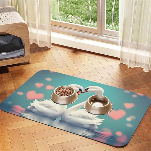 Saugfähiges Leder-Tischset mit schönem Design, Motiv: Schwan in Love, 30 x 45 cm, tragbare Aufbewahrung Saugfähiges Leder-Tischset mit schönem Design, Motiv: Schwan in Love, 30 x 45 cm, tragbare Aufbewahrung von XZDZWK