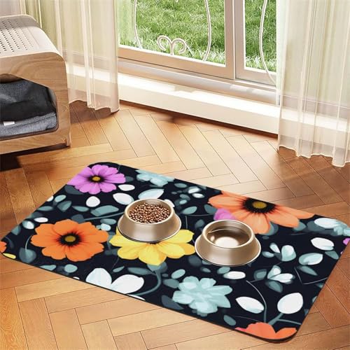 Schönes buntes Blumen-Tischset für Haustiere, saugfähig, Leder, 30 x 45 cm, schönes Design, Katzen- und Hundenapfmatte, tragbare Aufbewahrung Schönes buntes Blumen-Tischset für Haustiere, saugfähig, Leder, 30 x 45 cm, schönes Design, Katzen- und Hundenapfmatte, tragbare Aufbewahrung von XZDZWK