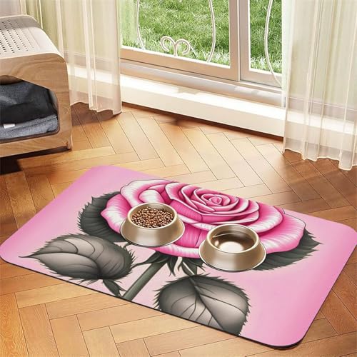Schönes rosa Rosen-Tischset für Haustiere, saugfähig, Leder, 30 x 45 cm, schönes Design, Katzen- und Hundenapfmatte, tragbare Aufbewahrung Schönes rosa Rosen-Tischset für Haustiere, saugfähig, Leder, 30 x 45 cm, schönes Design, Katzen- und Hundenapfmatte, tragbare Aufbewahrung von XZDZWK