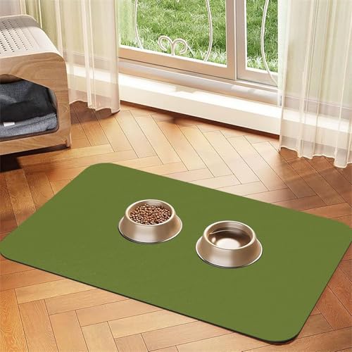Solides dunkelgrünes Haustier-Tischset aus saugfähigem Leder, 40 x 60 cm, schönes Design, Katzen- und Hundenapfmatte, tragbare Aufbewahrung Solides dunkelgrünes Haustier-Tischset aus saugfähigem Leder, 40 x 60 cm, schönes Design, Katzen- und Hundenapfmatte, tragbare Aufbewahrung von XZDZWK