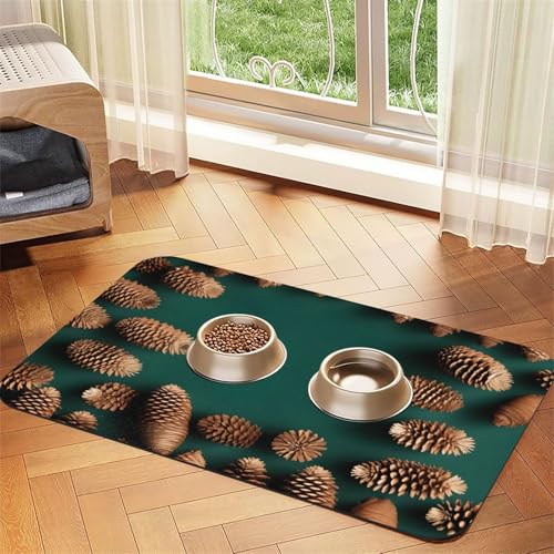 Tannenzapfen-Bordüre, saugfähiges Leder-Tischset, 40 x 60 cm, schönes Design, Katzen- und Hundenapfmatte, tragbare Aufbewahrung Tannenzapfen-Bordüre, saugfähiges Leder-Tischset, 40 x 60 cm, schönes Design, Katzen- und Hundenapfmatte, tragbare Aufbewahrung von XZDZWK