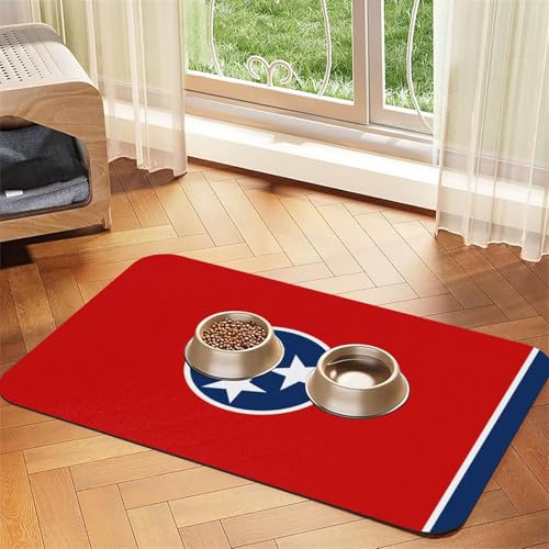 Tennessee State Flag Haustier-Tischset, saugfähig, Leder, 30 x 45 cm, schönes Design, Katzen- und Hundenapfmatte, tragbare Aufbewahrung von XZDZWK