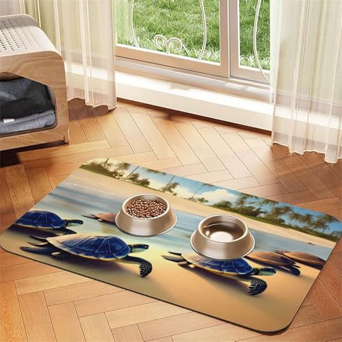 Turtles on the beach Haustier-Tischset, saugfähig, Leder, 30 x 45 cm, schönes Design, Katzen- und Hundenapfmatte, tragbare Aufbewahrung Turtles on the beach Haustier-Tischset, saugfähig, Leder, 30 x 45 cm, schönes Design, Katzen- und Hundenapfmatte, tragbare Aufbewahrung von XZDZWK