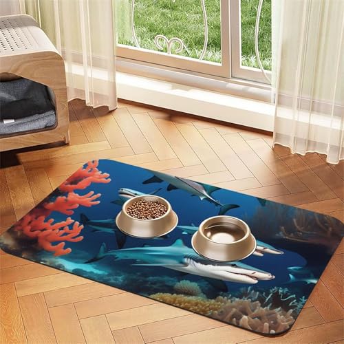 U-Boot-Hai-Korallen-Tischset, saugfähig, Leder, 30 x 45 cm, schönes Design, Katzen- und Hundenapfmatte, tragbare Aufbewahrung U-Boot-Hai-Korallen-Tischset, saugfähig, Leder, 30 x 45 cm, schönes Design, Katzen- und Hundenapfmatte, tragbare Aufbewahrung von XZDZWK