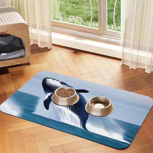 Whales at Sea Haustier-Tischset, saugfähig, Leder, 40 x 60 cm, schönes Design, Katzen- und Hundenapfmatte, tragbare Aufbewahrung Whales at Sea Haustier-Tischset, saugfähig, Leder, 40 x 60 cm, schönes Design, Katzen- und Hundenapfmatte, tragbare Aufbewahrung von XZDZWK