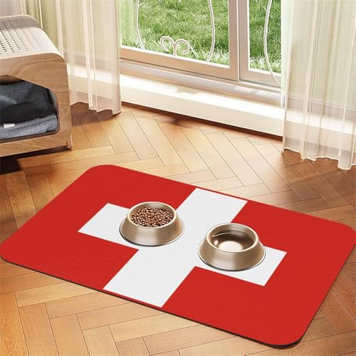 saugfähiges Leder-Tischset mit Schweizer Flagge, 40 x 60 cm, schönes Design, Katzen- und Hundenapfmatte, tragbare Aufbewahrung von XZDZWK