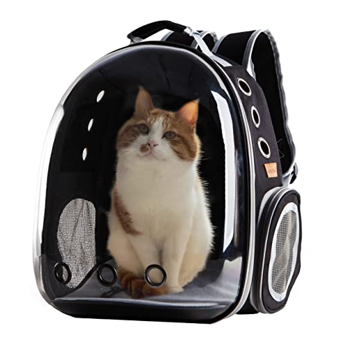 XZKING Rucksack für Katzen, transparent, belüftet, für Welpen, Reise, Vogeltragetasche (schwarz) von XZKING