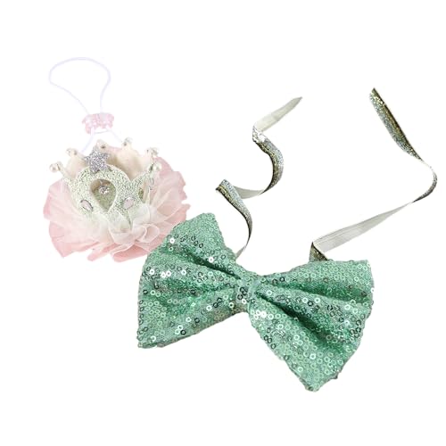 XZQYDS Elegantes Hundehalsband mit Fliege, übergroße Krone, Haustier-Nackenband, verstellbares Halsband, modische Fliege für Foto-Requisiten von XZQYDS