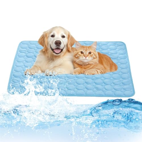 XZQYYY KüHlmatte FüR Hunde,SelbstküHlende Hundematte, KüHlmatte Katze,Atmungsaktive Haustiermatte Aus Eisseide,Geeignet FüR Die Anwendung Zu Hause, Unterwegs Oder Im Auto (Blau, XS-40X30cm) von XZQYYY