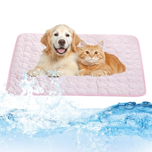 XZQYYY KüHlmatte FüR Hunde,SelbstküHlende Hundematte, KüHlmatte Katze,Atmungsaktive Haustiermatte Aus Eisseide,Geeignet FüR Die Anwendung Zu Hause, Unterwegs Oder Im Auto (Rosa, M-62X52cm) von XZQYYY
