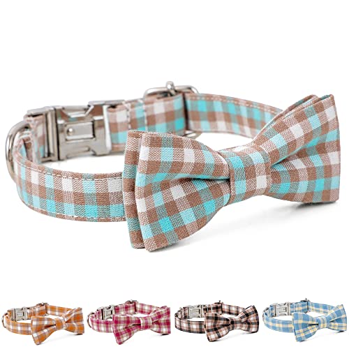 Personalisiertes Hundehalsband mit Schleife, stilvolle Fliege für mittelgroße und große Hunde, perfekt für Ihren Welpen (Medium, Blaubraun) von XZYZ