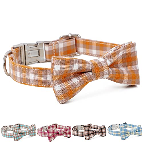 Personalisiertes Hundehalsband mit Schleife, stilvolle Fliege für mittelgroße und große Hunde, perfekt für Ihren Welpen (Medium, Orange) von XZYZ