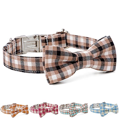 Personalisiertes Hundehalsband mit Schleife, stilvolle Fliege für mittelgroße und große Hunde, perfekt für Ihren Welpen (Medium, Schwarzbraun) von XZYZ