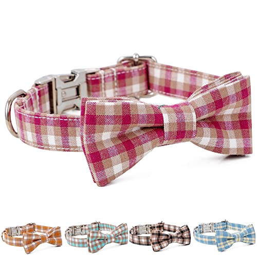 Personalisiertes Hundehalsband mit Schleife, stilvolle Fliege für mittelgroße und große Hunde, perfekt für Ihren Welpen (klein, rosarot) von XZYZ