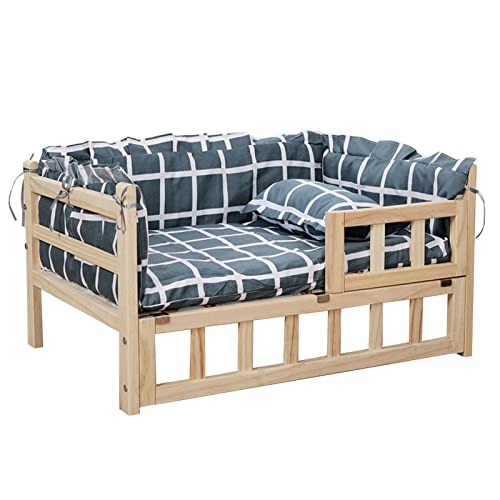 XZZHSM Katzenbett, (Haustierbett Großes Hundebett Holzrahmen mit Zaun, Tragbares, waschbares, erhöhtes Hundesofa, zur orthopädischen Gelenkentlastung, Innen, Außen, Camping (Farbe: Stil1, Größe: L- XZZHSM Katzenbett, (Haustierbett Großes Hundebett Holzrahmen mit Zaun, Tragbares, waschbares, erhöhtes Hundesofa, zur orthopädischen Gelenkentlastung, Innen, Außen, Camping (Farbe: Stil1, Größe: L- von XZZHSM