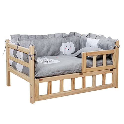 XZZHSM Katzenbett, (Haustierbett Großes Hundebett Holzrahmen mit Zaun, Tragbares, waschbares, erhöhtes Hundesofa, zur orthopädischen Gelenkentlastung, Innen, Außen, Camping (Farbe: Stil3, Größe: M- XZZHSM Katzenbett, (Haustierbett Großes Hundebett Holzrahmen mit Zaun, Tragbares, waschbares, erhöhtes Hundesofa, zur orthopädischen Gelenkentlastung, Innen, Außen, Camping (Farbe: Stil3, Größe: M- von XZZHSM