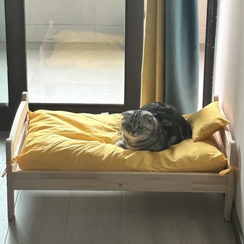 XZZHSM Katzenbett, einfach zusammenzubauen, erhöhtes Haustierhaus, abnehmbar, Kiefernholzrahmen, erhöhtes Zwingersofa, strapazierfähig, rutschfeste Hunderuhemöbel für Schlafzimmer/Wohnzimmer (Farbe XZZHSM Katzenbett, einfach zusammenzubauen, erhöhtes Haustierhaus, abnehmbar, Kiefernholzrahmen, erhöhtes Zwingersofa, strapazierfähig, rutschfeste Hunderuhemöbel für Schlafzimmer/Wohnzimmer (Farbe von XZZHSM
