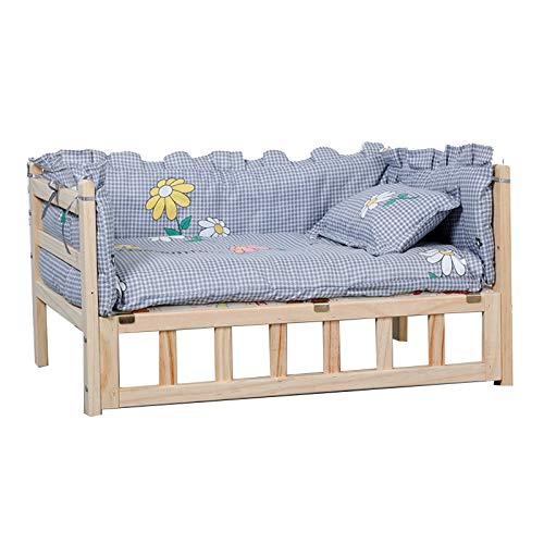 XZZHSM Katzenbett, erhöhter Holzrahmen aus Kiefernholz für Haustiere, abnehmbare Unterlage in Rosa/Blau/Grau, tragbare orthopädische Hundesofa-Hundezwinger für große/mittelgroße/kleine Haustiere (F XZZHSM Katzenbett, erhöhter Holzrahmen aus Kiefernholz für Haustiere, abnehmbare Unterlage in Rosa/Blau/Grau, tragbare orthopädische Hundesofa-Hundezwinger für große/mittelgroße/kleine Haustiere (F von XZZHSM