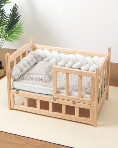 XZZHSM Katzenbett, erhöhtes Zwingerbett mit Massivholzgeländer und -Brett, rutschfeste Hundehütte für den Innenbereich, wasserdicht und leicht zu reinigen, kleine/mittlere/große Hunderuheliege (Far XZZHSM Katzenbett, erhöhtes Zwingerbett mit Massivholzgeländer und -Brett, rutschfeste Hundehütte für den Innenbereich, wasserdicht und leicht zu reinigen, kleine/mittlere/große Hunderuheliege (Far von XZZHSM