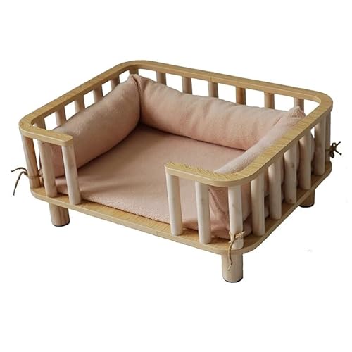 XZZHSM Katzenbett, strapazierfähiges, erhöhtes Zwingersofa mit Bettzeug und Schienen, abnehmbares, atmungsaktives Hundebett aus Holz, universelles Ganzjahresmöbel für kleine/große Haustiere (Farbe: XZZHSM Katzenbett, strapazierfähiges, erhöhtes Zwingersofa mit Bettzeug und Schienen, abnehmbares, atmungsaktives Hundebett aus Holz, universelles Ganzjahresmöbel für kleine/große Haustiere (Farbe: von XZZHSM