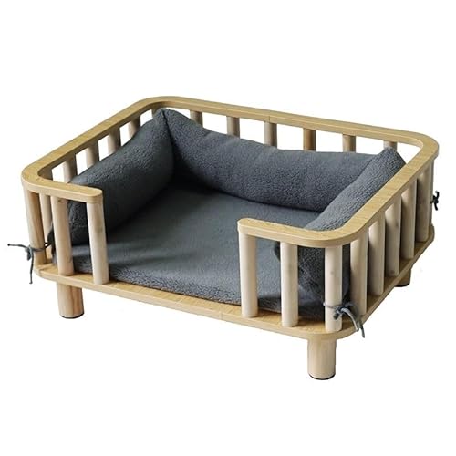 XZZHSM Katzenbett, strapazierfähiges, erhöhtes Zwingersofa mit Bettzeug und Schienen, abnehmbares, atmungsaktives Hundebett aus Holz, universelles Ganzjahresmöbel für kleine/große Haustiere (Farbe: XZZHSM Katzenbett, strapazierfähiges, erhöhtes Zwingersofa mit Bettzeug und Schienen, abnehmbares, atmungsaktives Hundebett aus Holz, universelles Ganzjahresmöbel für kleine/große Haustiere (Farbe: von XZZHSM