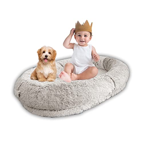 XZZHSM Katzenbett für Menschen, orthopädisches Nickerchenbett, mit Decke, graues, waschbares Kunstfell-Plüsch, zum Einnicken, maschinenwaschbar, luxuriöser, ergonomischer 3D-Schaum (Farbe: Grau, Gr XZZHSM Katzenbett für Menschen, orthopädisches Nickerchenbett, mit Decke, graues, waschbares Kunstfell-Plüsch, zum Einnicken, maschinenwaschbar, luxuriöser, ergonomischer 3D-Schaum (Farbe: Grau, Gr von XZZHSM