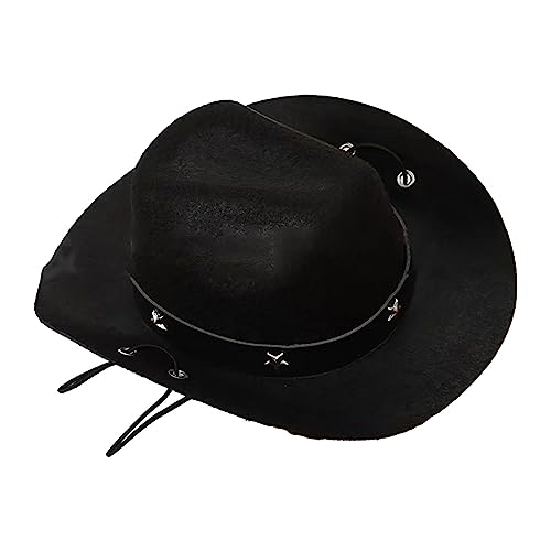 XZincer Western-Cowboyhut, Geburtstagsparty-Hut, Sonnenschirm und Sonnenschutzhut, Mini-Haustierhut Mädchen-Hundezubehör Für Mittelgroße Hunde (Black, One Size) von XZincer
