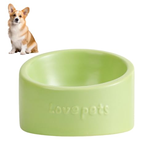 2er Set Erhöhte Katzen-Näpfe, Niedliche Keramik Futternäpfe für Katzen & kleine Hunde, Hochgestellt, Flach Weit, Spülmaschinengeeignet, 200ml (Green) von Xafrstyu