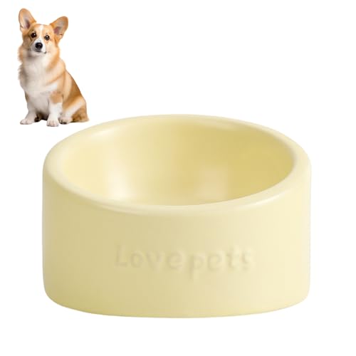 2er Set Erhöhte Katzen-Näpfe, Niedliche Keramik Futternäpfe für Katzen & kleine Hunde, Hochgestellt, Flach Weit, Spülmaschinengeeignet, 200ml (beige) von Xafrstyu