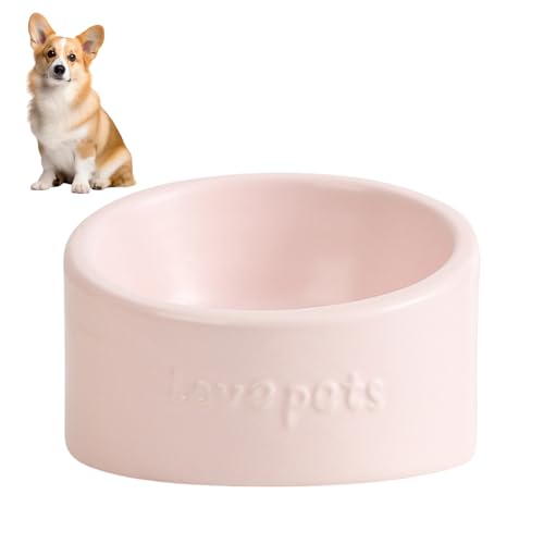2er Set Erhöhte Katzen-Näpfe, Niedliche Keramik Futternäpfe für Katzen & kleine Hunde, Hochgestellt, Flach Weit, Spülmaschinengeeignet, 200ml (pink) von Xafrstyu