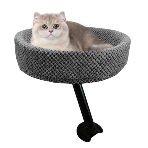 Stylischer Katzenbett Schreibtisch Hängematte - Gemütliches 360° Rotierendes Katzennest für Büro & Zuhause - Kompakter und Robuster Schreibtischzubehör (Grey) von Xafrstyu